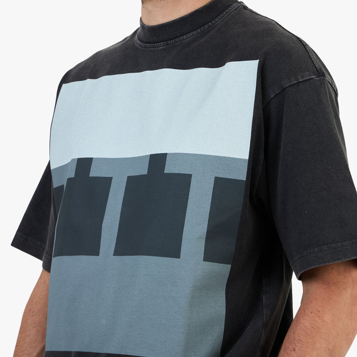 The Trilogy Tapes Block T-Shirt / Black Acid Wash