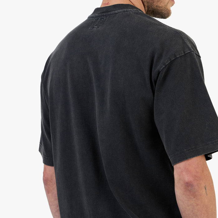 The Trilogy Tapes Block T-Shirt / Black Acid Wash