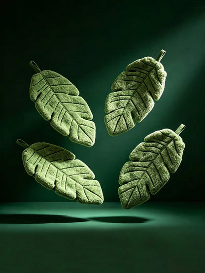 These Hand Towels Feature A Banana Leaf Pattern Design And Are Made Of Soft, Absorbent Coral Fleece. Perfect For Use In Bathrooms, Kitchens And Home Environments, They Are An Excellent Gift For Plant