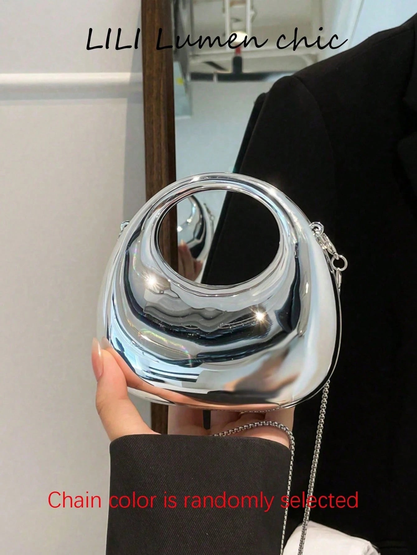 This Stylish And Minimalist Acrylic Handbag Features A Solid Color Design With Metal Chain Details. It Can Be Worn As A Shoulder Bag, Handheld, Or Crossbody. Multifunctional And Practical, It Is Suita