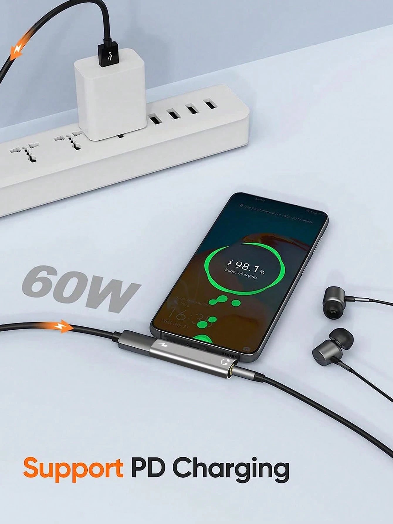 This USB-C To 3.5mm Audio Headphone Adapter Combines A USB-C Interface And Charging Adapter In One, With A 2-In-1 Design Featuring A USB-C Charging Port, AUX Audio Interface, And Fast Charging Functio