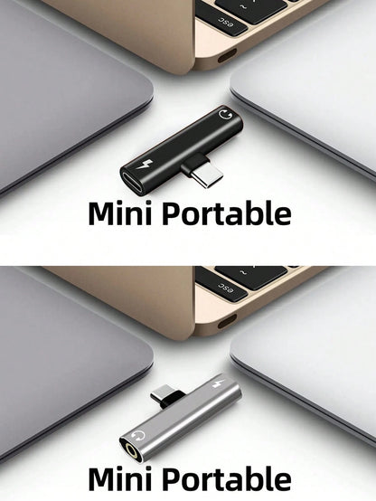 This USB-C To 3.5mm Audio Headphone Adapter Combines A USB-C Interface And Charging Adapter In One, With A 2-In-1 Design Featuring A USB-C Charging Port, AUX Audio Interface, And Fast Charging Functio