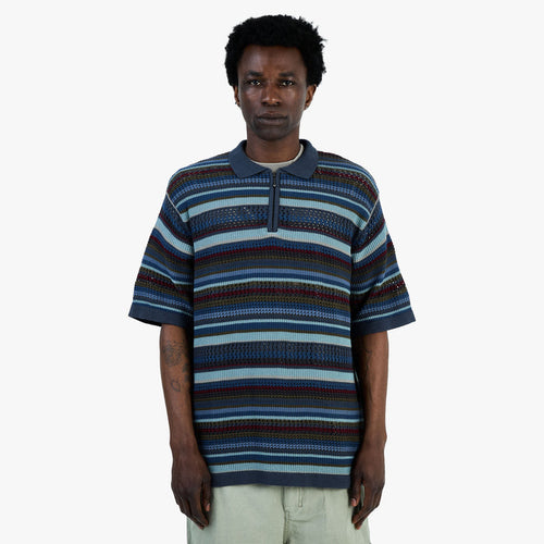 thisisneverthat Striped S/S Knit Polo / Dark Navy