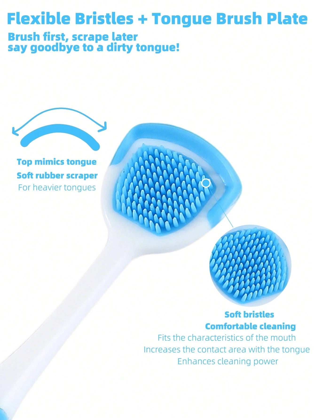 Tongue Scraper Oral Hygiene Tool, Instantly Freshen Breath, Deep Clean Tongue, Reusable, Solve White Tongue Issue, Travel Tongue Scraper Daily Oral Care Set