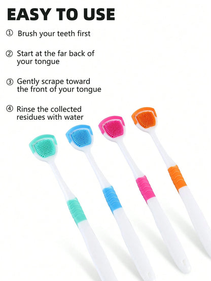 Tongue Scraper Oral Hygiene Tool, Instantly Freshen Breath, Deep Clean Tongue, Reusable, Solve White Tongue Issue, Travel Tongue Scraper Daily Oral Care Set