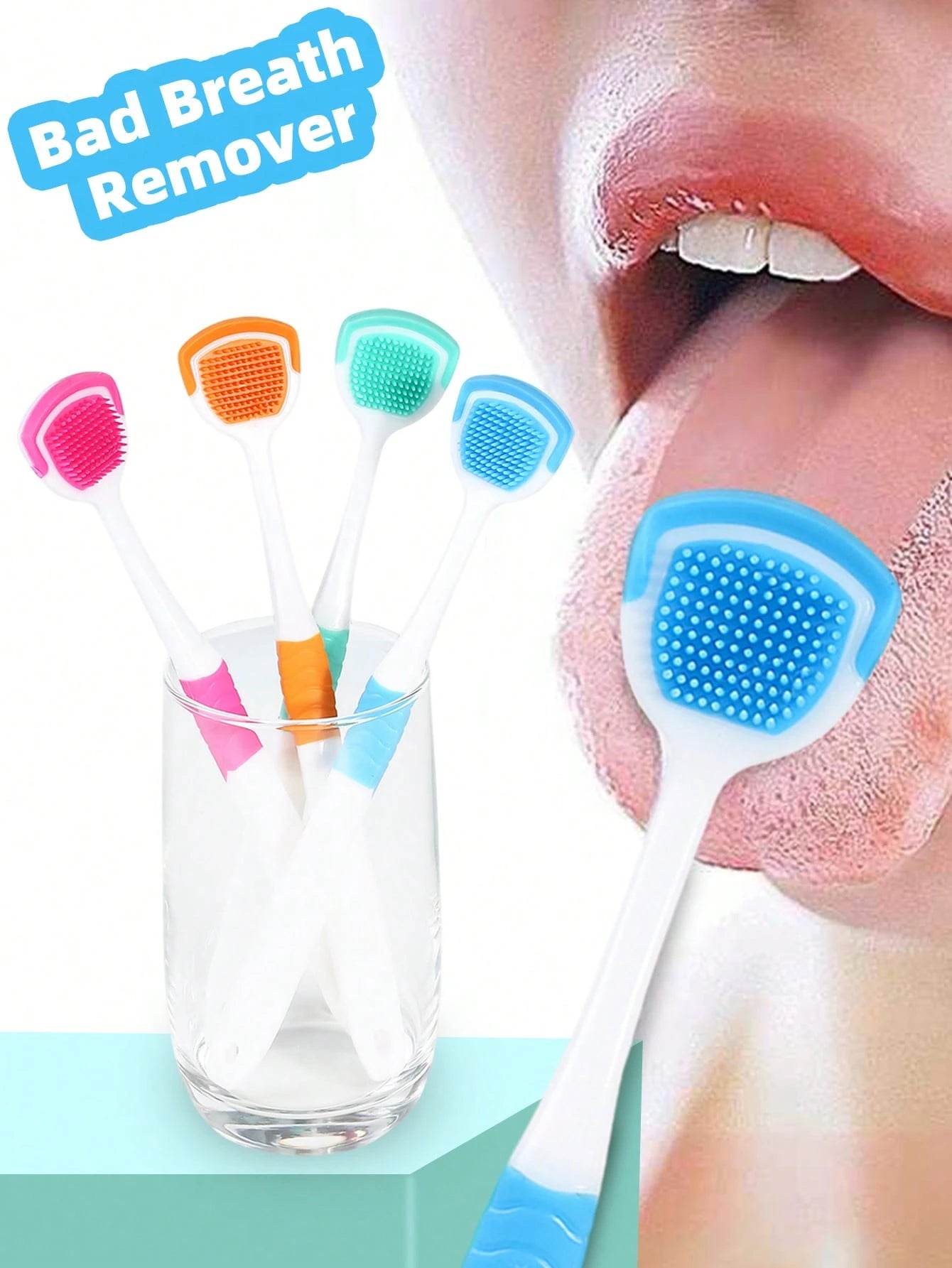 Tongue Scraper Oral Hygiene Tool, Instantly Freshen Breath, Deep Clean Tongue, Reusable, Solve White Tongue Issue, Travel Tongue Scraper Daily Oral Care Set