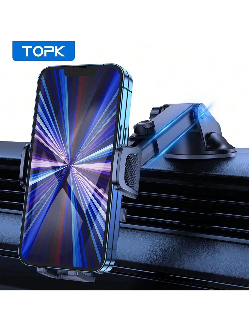 TOPK Phone Holder For Car, Cell Phone Mount For Car Dashboard Windshield Compatible With IPhone Android Smartphones