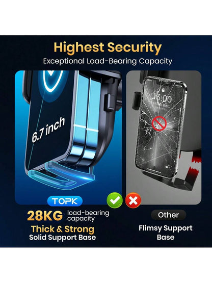 TOPK Phone Holder For Car, Cell Phone Mount For Car Dashboard Windshield Compatible With IPhone Android Smartphones
