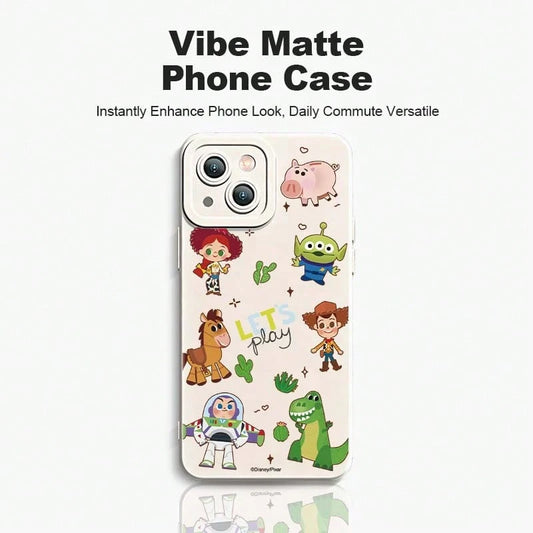 Toy Story All Characters Cartoon Phone Case, Featuring Woody, Buzz Lightyear, Jessie, Rex, Hammer Of Light, Hearts, And Alien, All In Cute Q-Version. Made Of TPU Frosted Silicone Soft Shell, Unisex, P