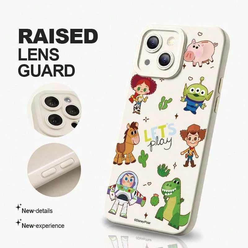 Toy Story All Characters Cartoon Phone Case, Featuring Woody, Buzz Lightyear, Jessie, Rex, Hammer Of Light, Hearts, And Alien, All In Cute Q-Version. Made Of TPU Frosted Silicone Soft Shell, Unisex, P