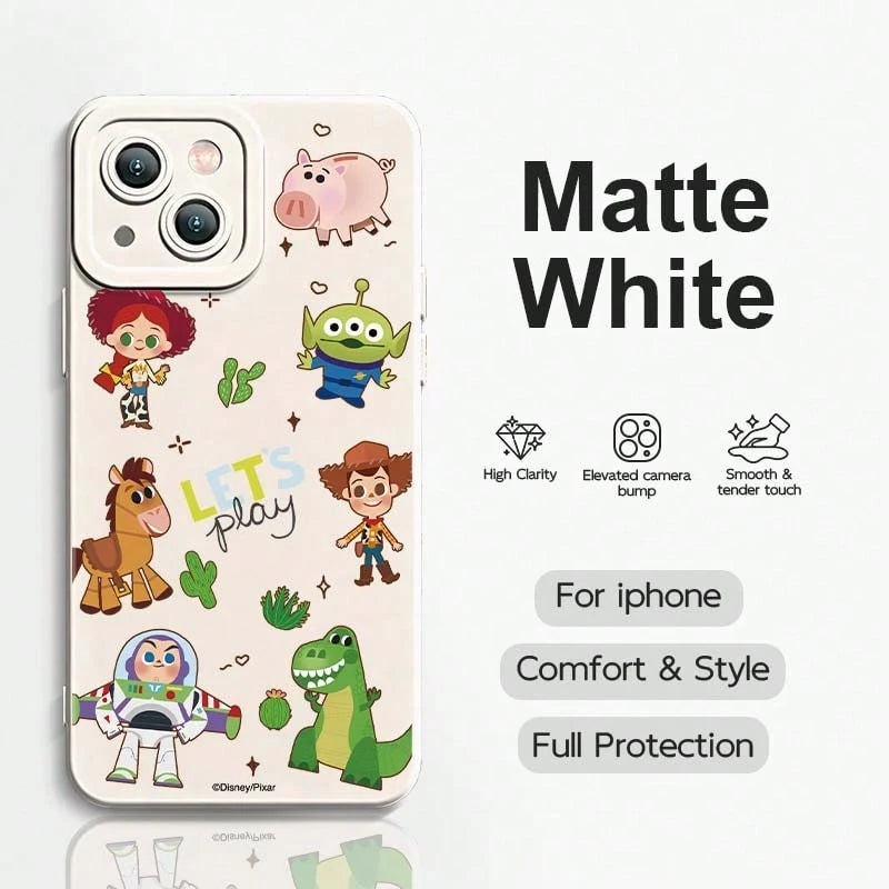 Toy Story All Characters Cartoon Phone Case, Featuring Woody, Buzz Lightyear, Jessie, Rex, Hammer Of Light, Hearts, And Alien, All In Cute Q-Version. Made Of TPU Frosted Silicone Soft Shell, Unisex, P