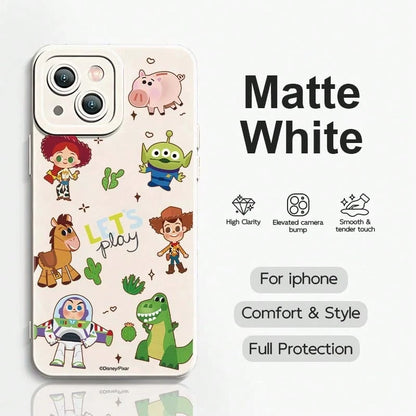 Toy Story All Characters Cartoon Phone Case, Featuring Woody, Buzz Lightyear, Jessie, Rex, Hammer Of Light, Hearts, And Alien, All In Cute Q-Version. Made Of TPU Frosted Silicone Soft Shell, Unisex, P