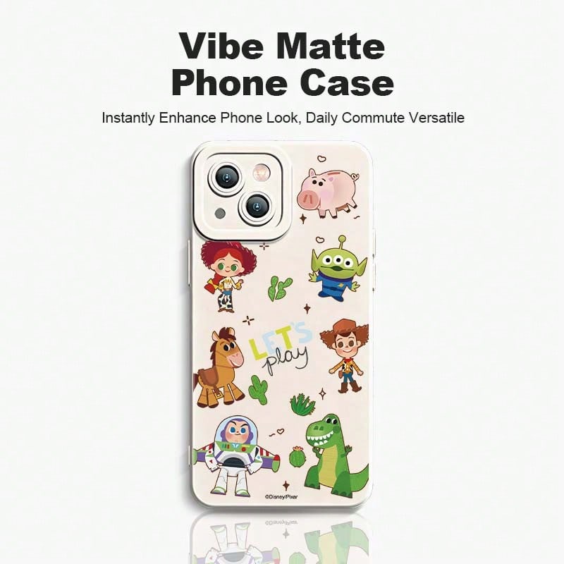 Toy Story All Characters Cartoon Phone Case, Featuring Woody, Buzz Lightyear, Jessie, Rex, Hammer Of Light, Hearts, And Alien, All In Cute Q-Version. Made Of TPU Frosted Silicone Soft Shell, Unisex, P