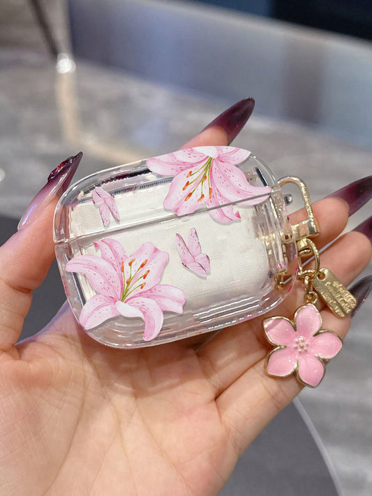 Transparent Butterfly Lily Flower Protective Case Compatible With Apple Pro 2nd Generation Wireless Bluetooth Earbuds Pro Soft Minimalist Unisex Protective Shell 2 3rd Generation Girl 4th Generation P
