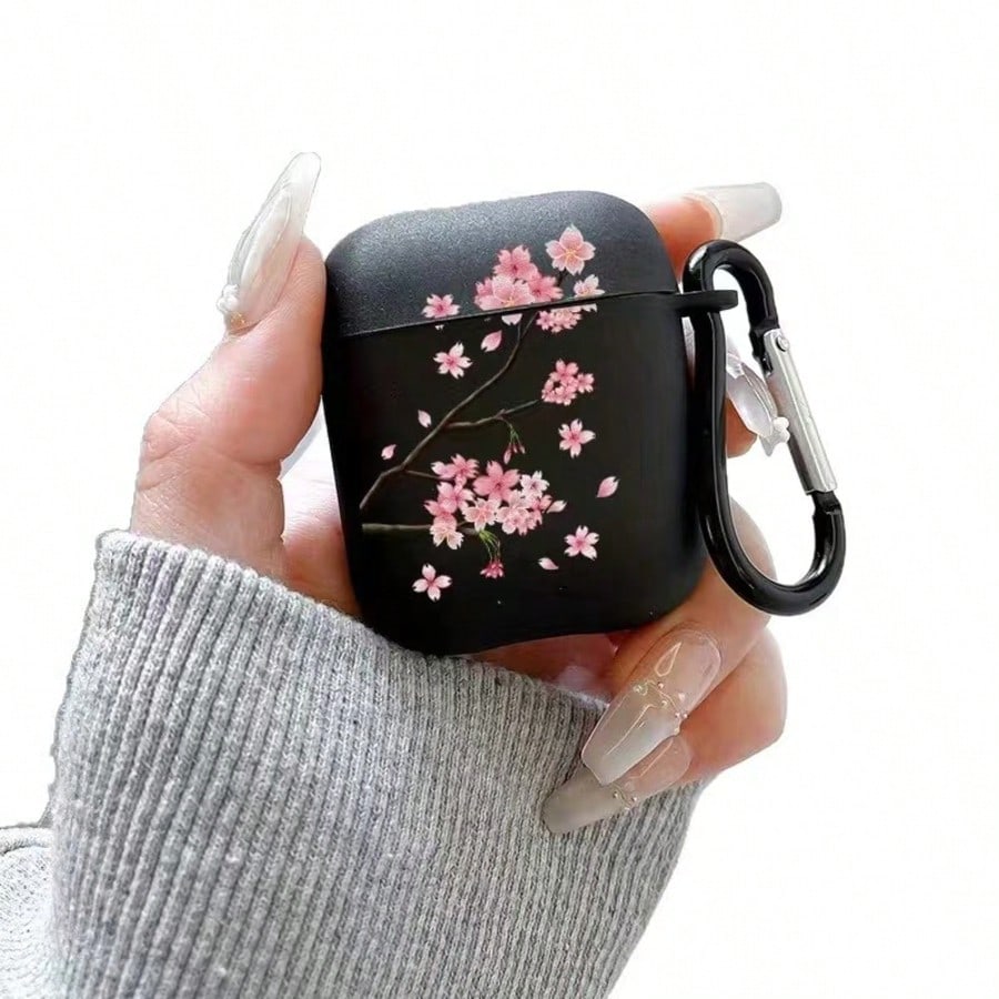 Transparent Cherry Blossom Protective Case Compatible With Apple Original 2/1st Gen, Pro 2nd Gen, 3rd Gen, 4th Gen Bluetooth Earphones, Soft Silicone One-Piece Shockproof Shell