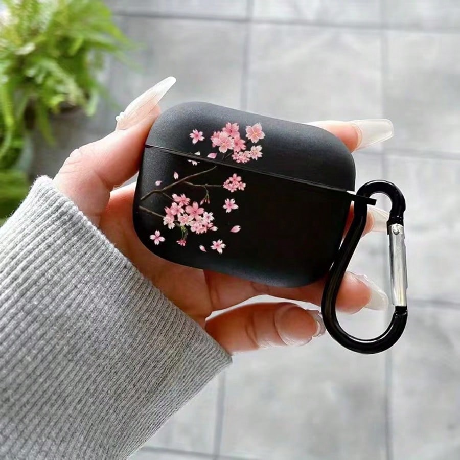 Transparent Cherry Blossom Protective Case Compatible With Apple Original 2/1st Gen, Pro 2nd Gen, 3rd Gen, 4th Gen Bluetooth Earphones, Soft Silicone One-Piece Shockproof Shell
