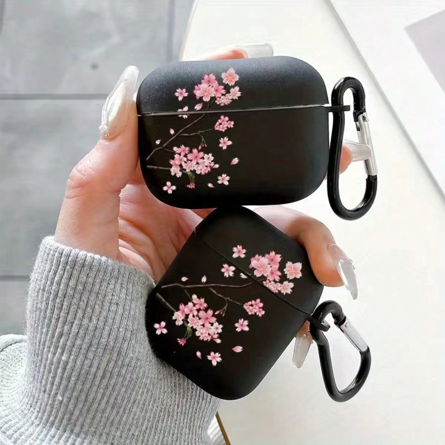 Transparent Cherry Blossom Protective Case Compatible With Apple Original 2/1st Gen, Pro 2nd Gen, 3rd Gen, 4th Gen Bluetooth Earphones, Soft Silicone One-Piece Shockproof Shell
