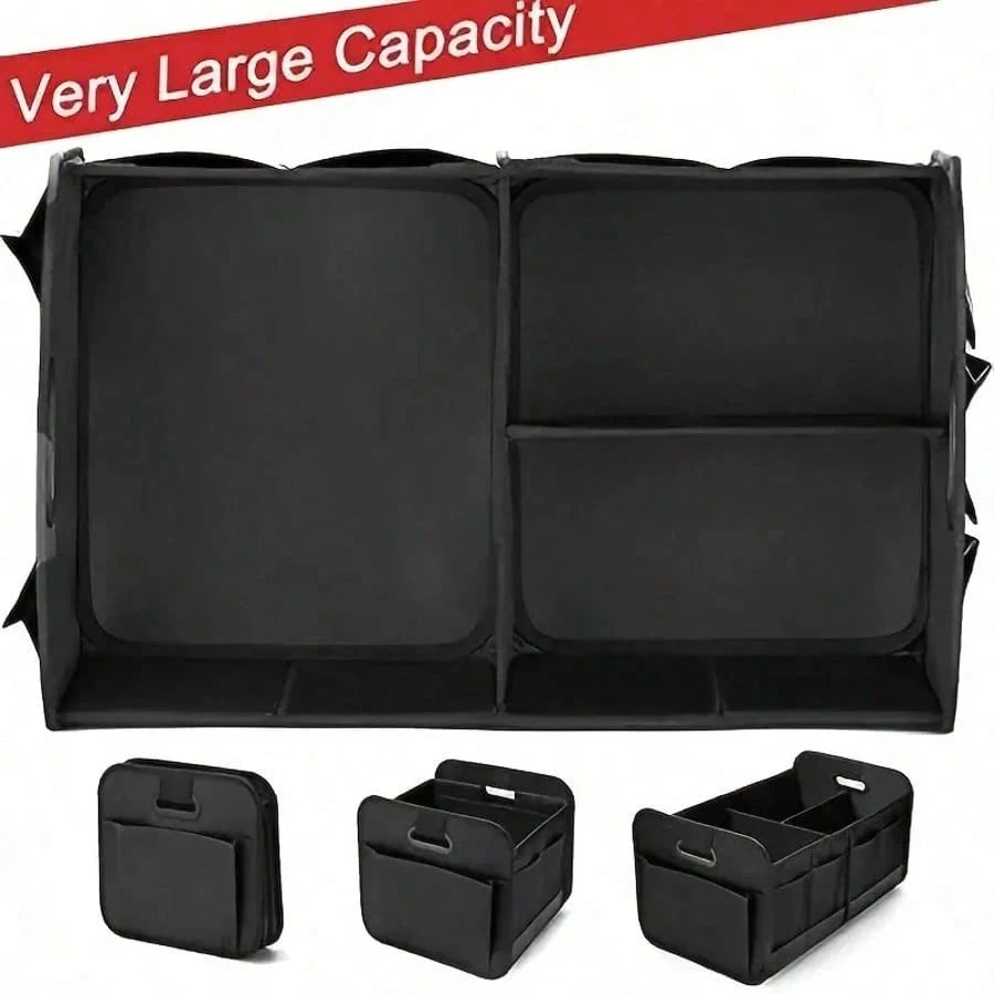 Trunk Organizer For Car- 70L Collapsible Car Storage With 11 Pockets & Reinforced Handles, SUV Trunk Organizers For Grocery Cargo(Black)