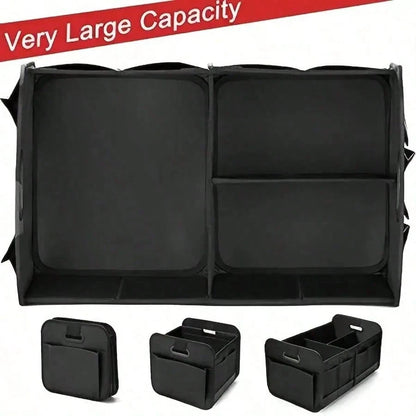 Trunk Organizer For Car- 70L Collapsible Car Storage With 11 Pockets & Reinforced Handles, SUV Trunk Organizers For Grocery Cargo(Black)