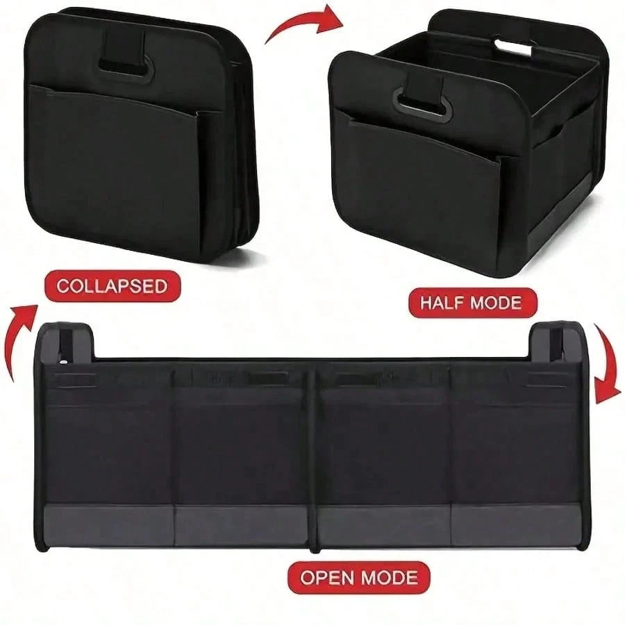 Trunk Organizer For Car- 70L Collapsible Car Storage With 11 Pockets & Reinforced Handles, SUV Trunk Organizers For Grocery Cargo(Black)