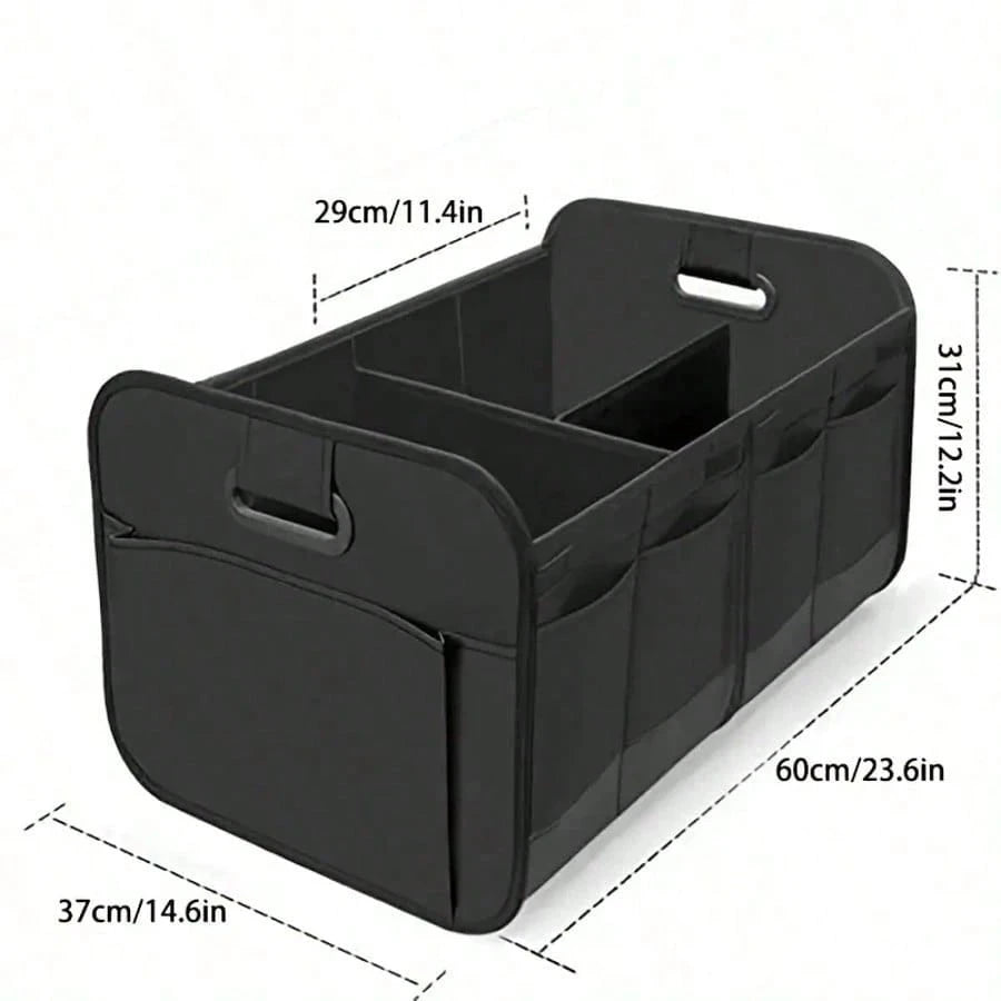 Trunk Organizer For Car- 70L Collapsible Car Storage With 11 Pockets & Reinforced Handles, SUV Trunk Organizers For Grocery Cargo(Black)