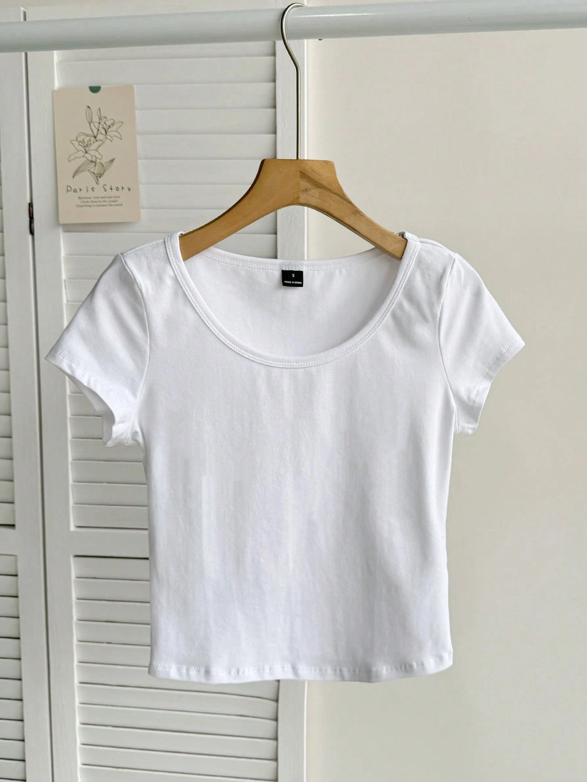 Tseoso 95% Cotton All White Summer Casual Everyday Women's T-Shirt,Scoop Neck Short Sleeve Tight Slim Fit Versatile Simple Pattern Chic Soft Top,Gift