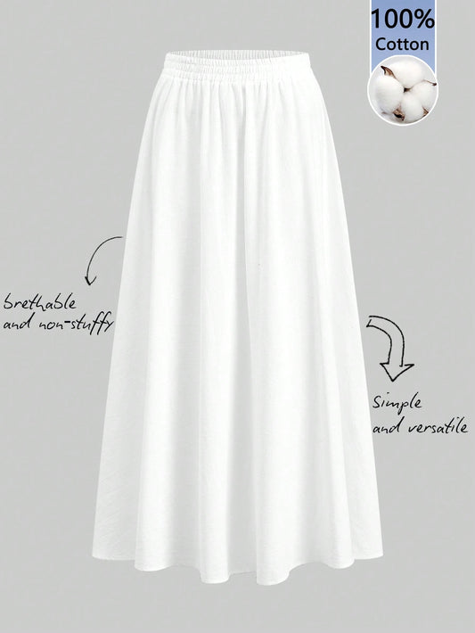 Tseoso Women's White,Summer,Basic,City Break Cotton Skirt,Elegant Chic Beach Vacation,Casual Fashion Graduation Season,Commute Date Party Wedding Outing Y2K