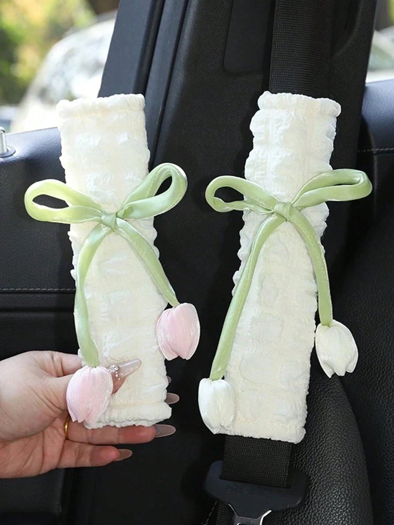 Tulip Flower Car Seatbelt Shoulder Pad Cover, Creative Car Seat Belt Protector, Universal For All Seasons,Car Accessories Women
