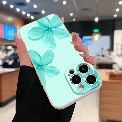 Turquoise Flower Pattern Phone Case Compatible With 17 16 Pro Max 15 Pro Max 13 And 12 Made Of TPU Material Providing Shock And Drop Protection A Great Gift For Family Friends Loved Ones Boyfrien
