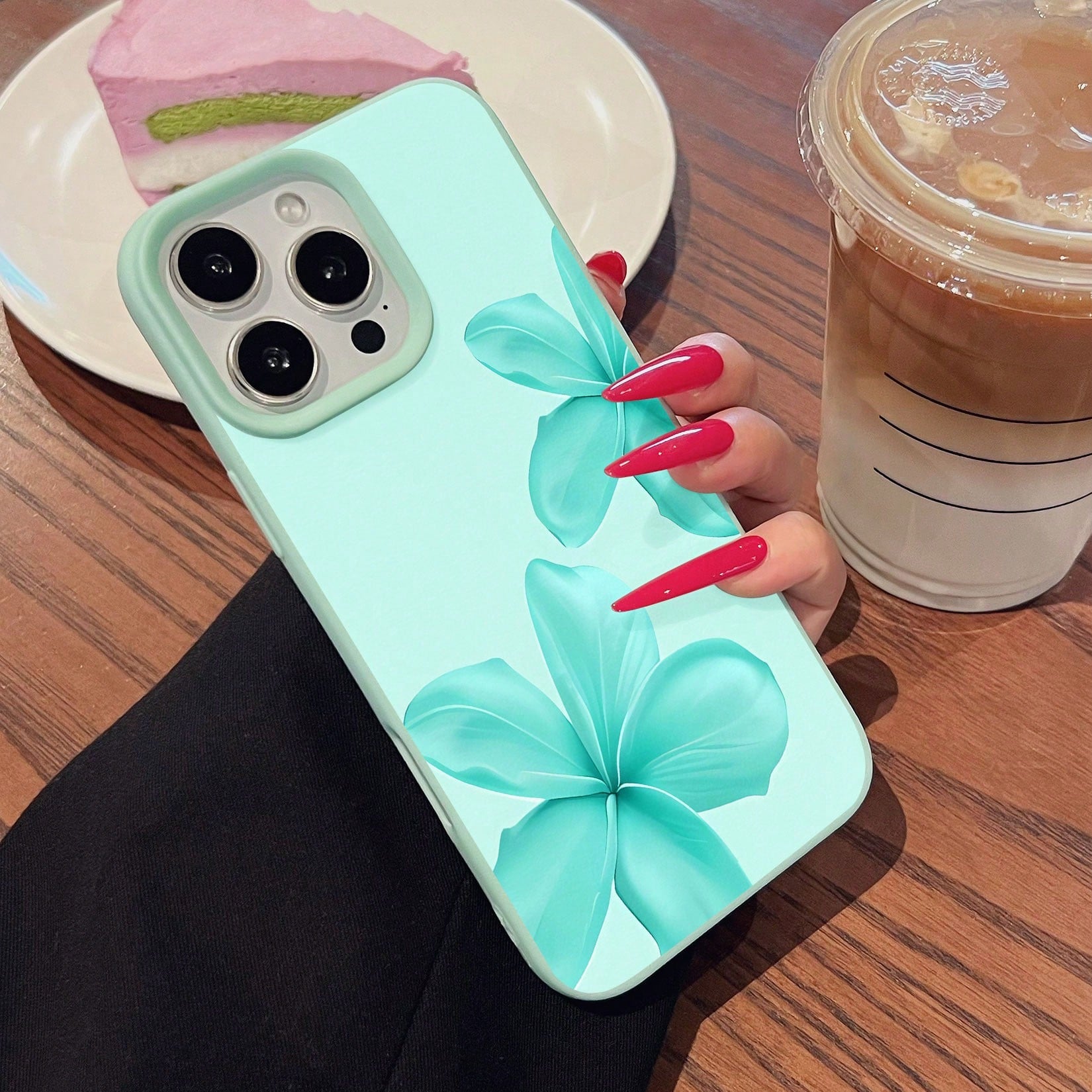Turquoise Flower Pattern Phone Case Compatible With 17 16 Pro Max 15 Pro Max 13 And 12 Made Of TPU Material Providing Shock And Drop Protection A Great Gift For Family Friends Loved Ones Boyfrien