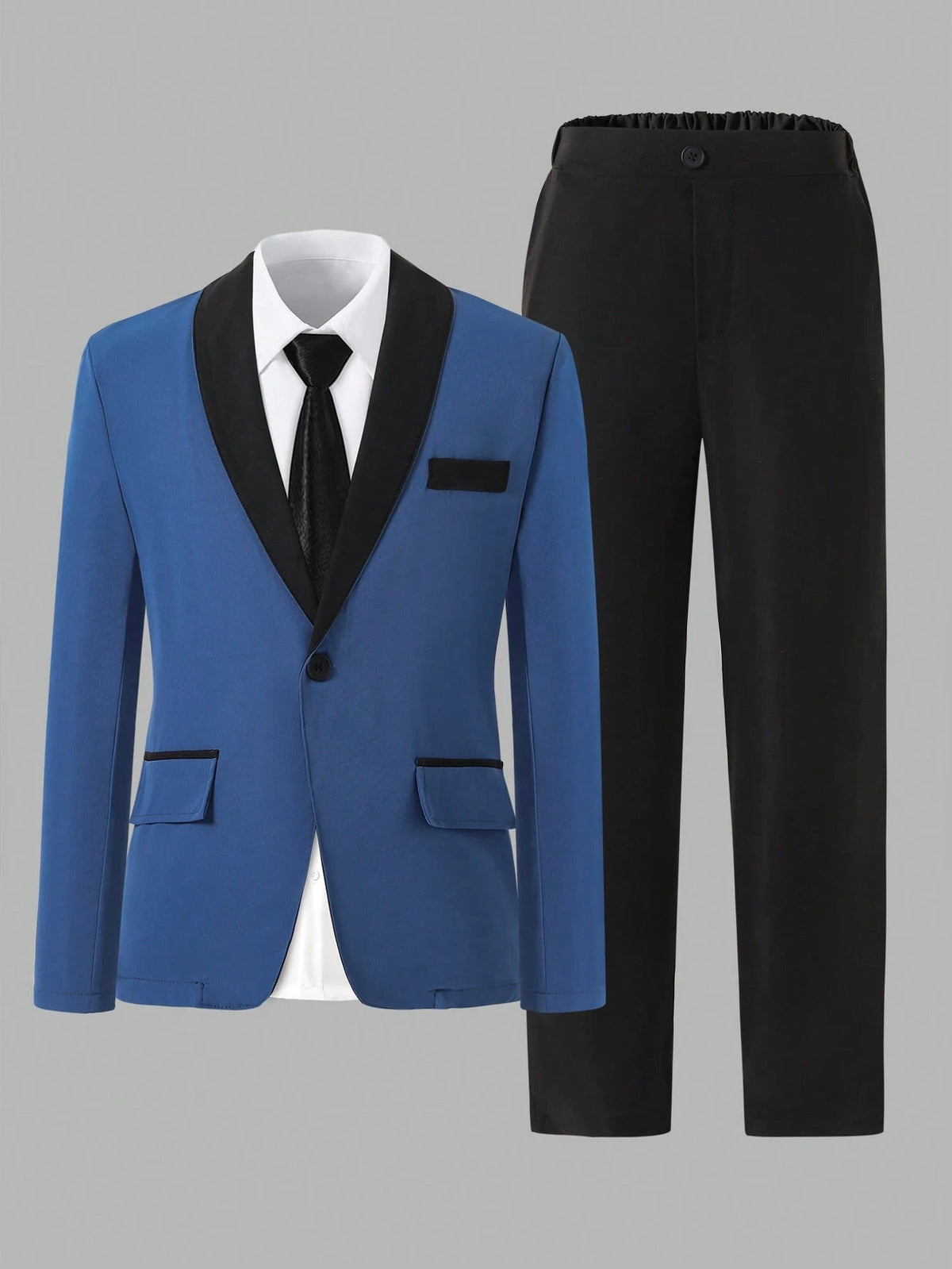 Tween Boys Blue White Blazer & Pants Suit For Wedding Stage Show & Back To School