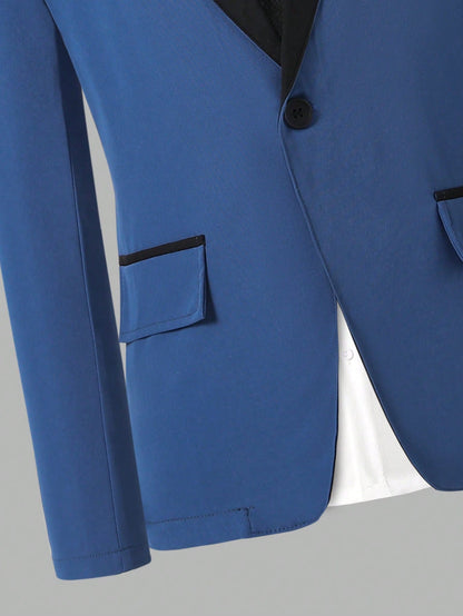 Tween Boys Blue White Blazer & Pants Suit For Wedding Stage Show & Back To School