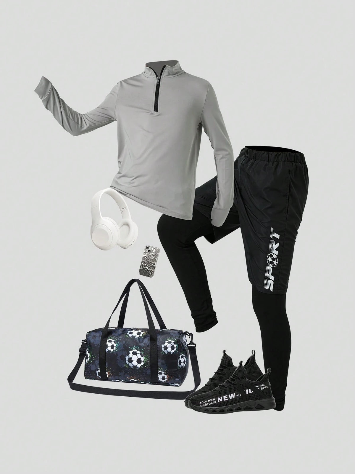 Tween Boys Bright Color Collar Half-Zip Long Sleeve And Pants Comfortable Sportswear Set