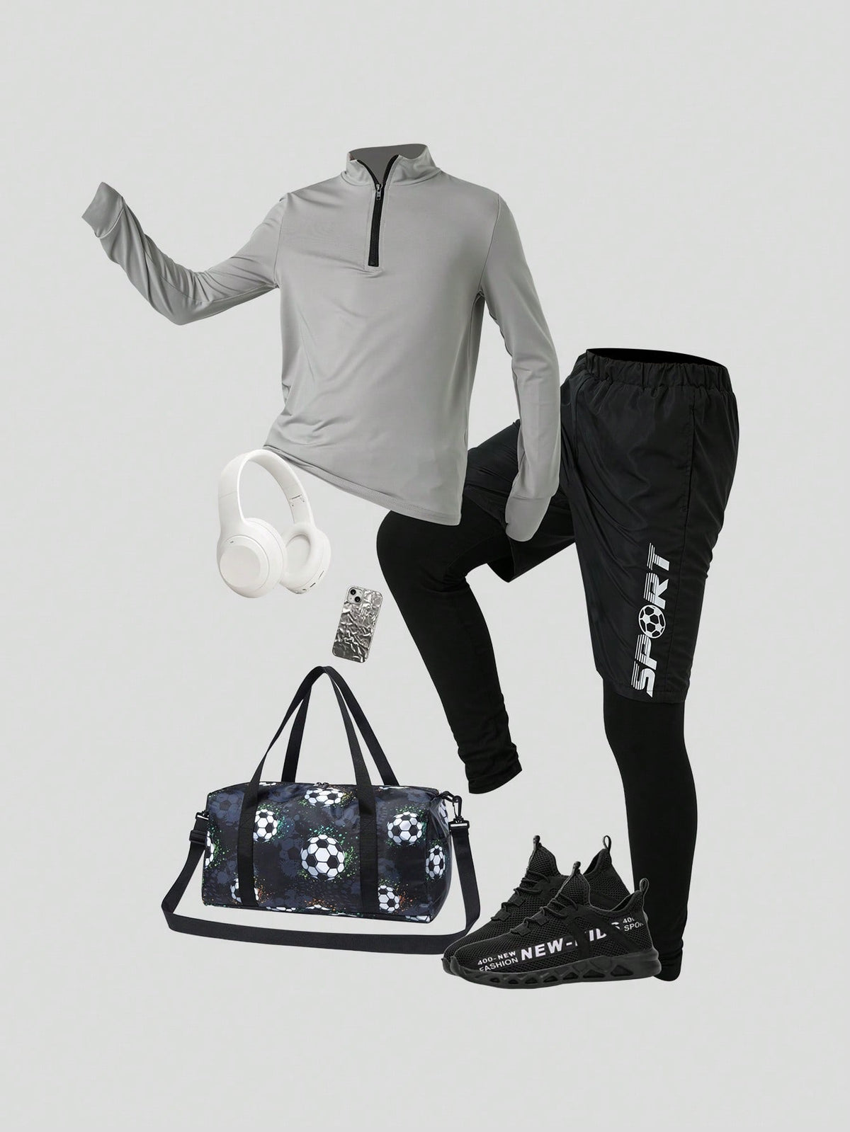 Tween Boys Bright Color Collar Half-Zip Long Sleeve And Pants Comfortable Sportswear Set