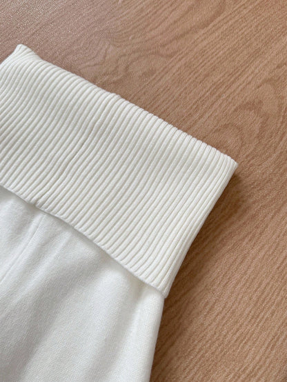 Tween Girl White Autumn Casual Simple Solid Apricot Tight High Waist Flare Leg Knit Sweater Pants,Mommy And Me Matching Fall Winter Bell Bottom