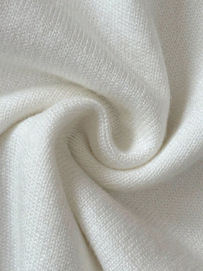 Tween Girl White Autumn Casual Simple Solid Apricot Tight High Waist Flare Leg Knit Sweater Pants,Mommy And Me Matching Fall Winter Bell Bottom
