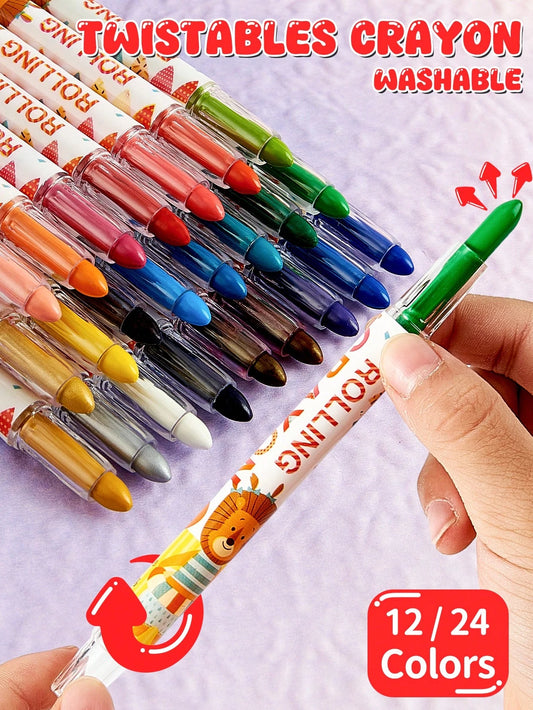 Twistable Crayons Set, Washable Twist Crayons, Smooth Texture Crayons For School, Easy To Clean Crayons For Coloring, DIY Craft Project, Art Supplies & Gifts Back To School