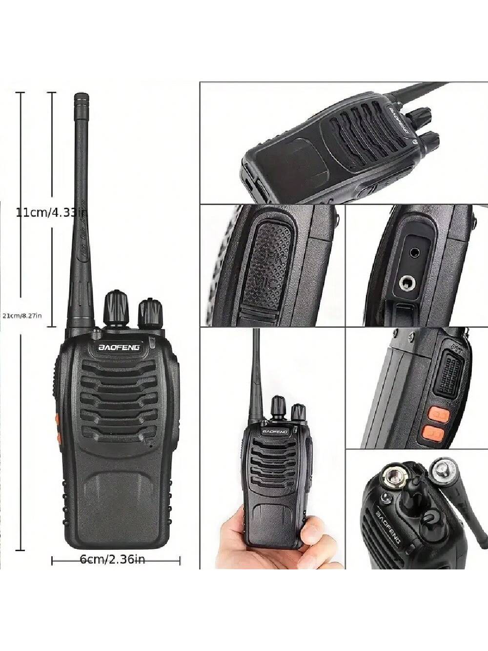 Two Way Radios Long Range Walkie Talkies For Adults With Headphones,Handheld 2 Way Radio Rechargeable With Flashlight Li-Ion Battery And Charger