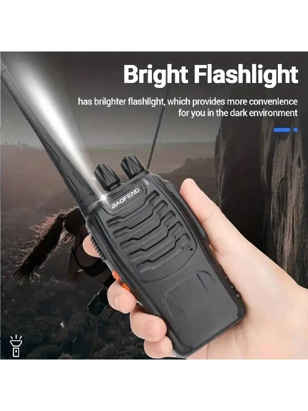 Two Way Radios Long Range Walkie Talkies For Adults With Headphones,Handheld 2 Way Radio Rechargeable With Flashlight Li-Ion Battery And Charger