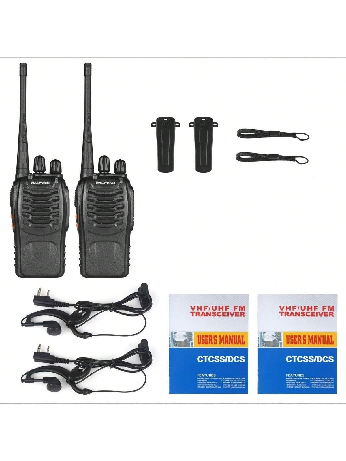 Two Way Radios Long Range Walkie Talkies For Adults With Headphones,Handheld 2 Way Radio Rechargeable With Flashlight Li-Ion Battery And Charger