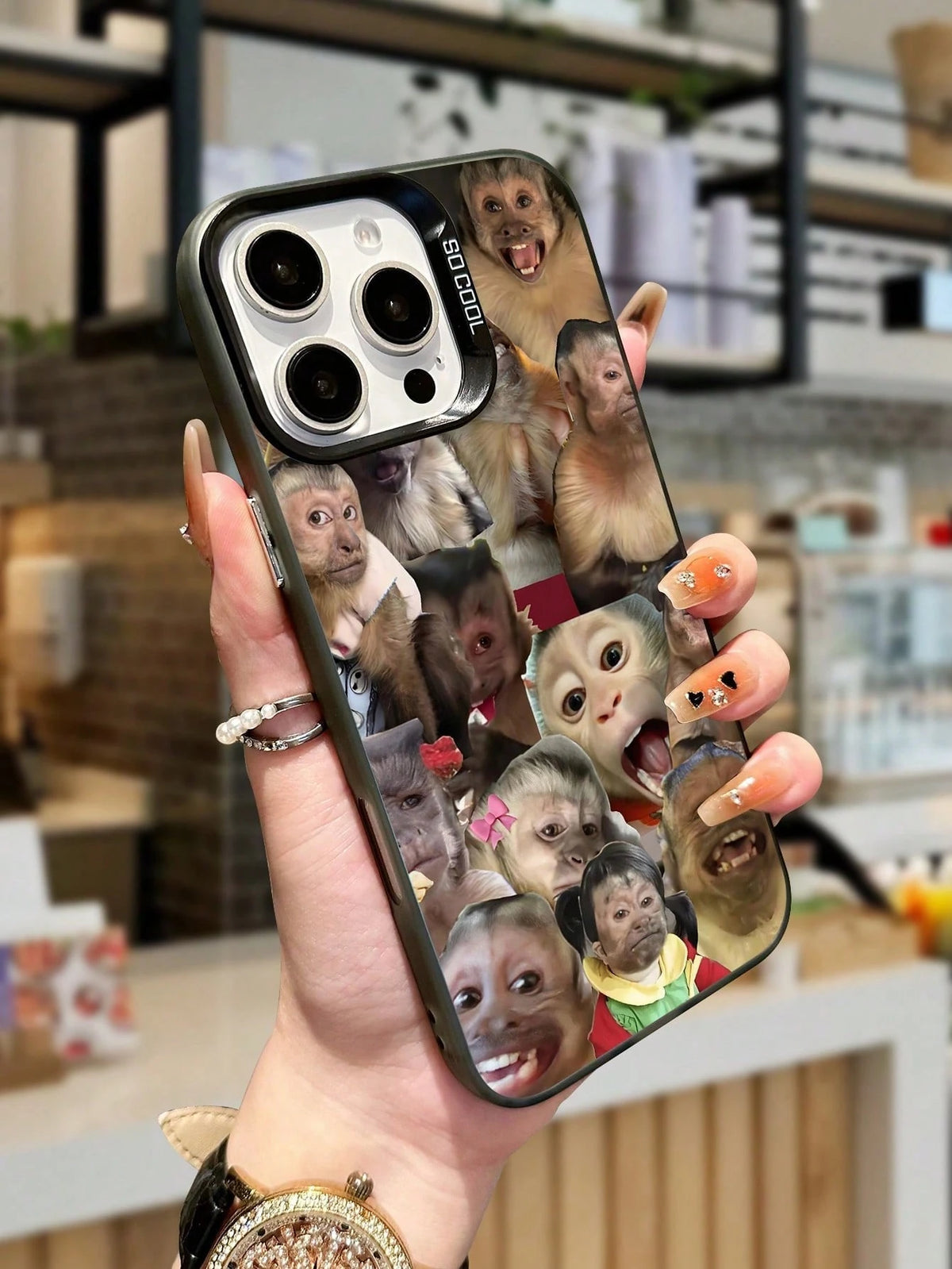 Ugly-Cute Interesting Fashion TPU Expression 1pc Monkey Pattern Design TPU Soft Edge Phone Case Compatible With Iphone13/15/14/13/12/11/16/Compatible With Galaxy/Compatible With Redmi/Compatible With