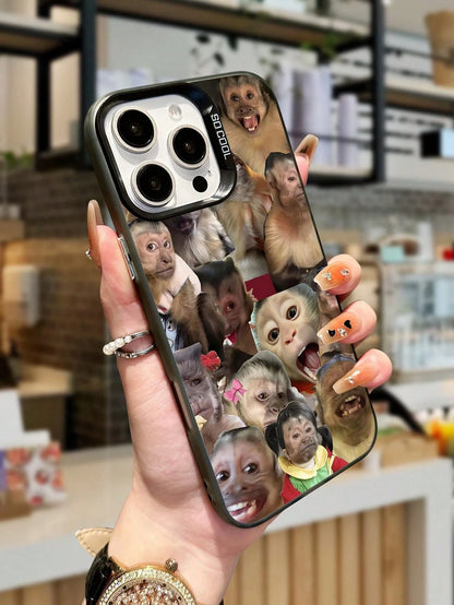 Ugly-Cute Interesting Fashion TPU Expression 1pc Monkey Pattern Design TPU Soft Edge Phone Case Compatible With Iphone13/15/14/13/12/11/16/Compatible With Galaxy/Compatible With Redmi/Compatible With