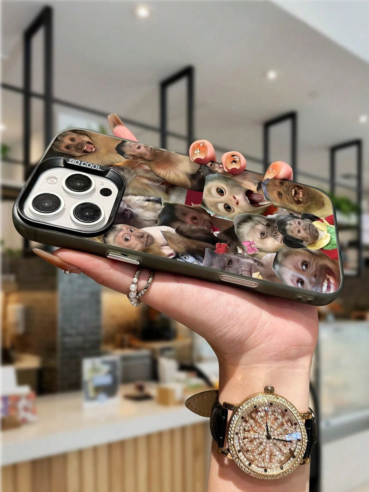Ugly-Cute Interesting Fashion TPU Expression 1pc Monkey Pattern Design TPU Soft Edge Phone Case Compatible With Iphone13/15/14/13/12/11/16/Compatible With Galaxy/Compatible With Redmi/Compatible With