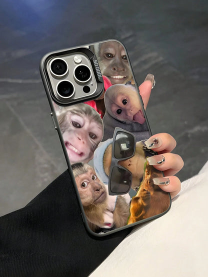 Ugly-Cute Interesting Fashion TPU Expression 1pc Monkey Pattern Design TPU Soft Edge Phone Case Compatible With Iphone13/15/14/13/12/11/16/Compatible With Galaxy/Compatible With Redmi/Compatible With