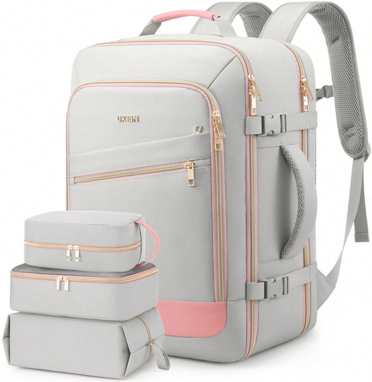 UKEIN 40L Travel Backpack For Women, Carry On Bag Flight Approved, Waterproof Backpack With 3 Packing Cubes, Weekender Personal Item Bags For Airplane Travel Essentials, TSA Approved
