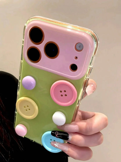 Unique 3D Colorful Button 15/17 Phone Case, Full Edge Protection Anti-Drop Cover, Personalized Case Compatible With Iphone 14 Pro Max/16 Pro Max/13