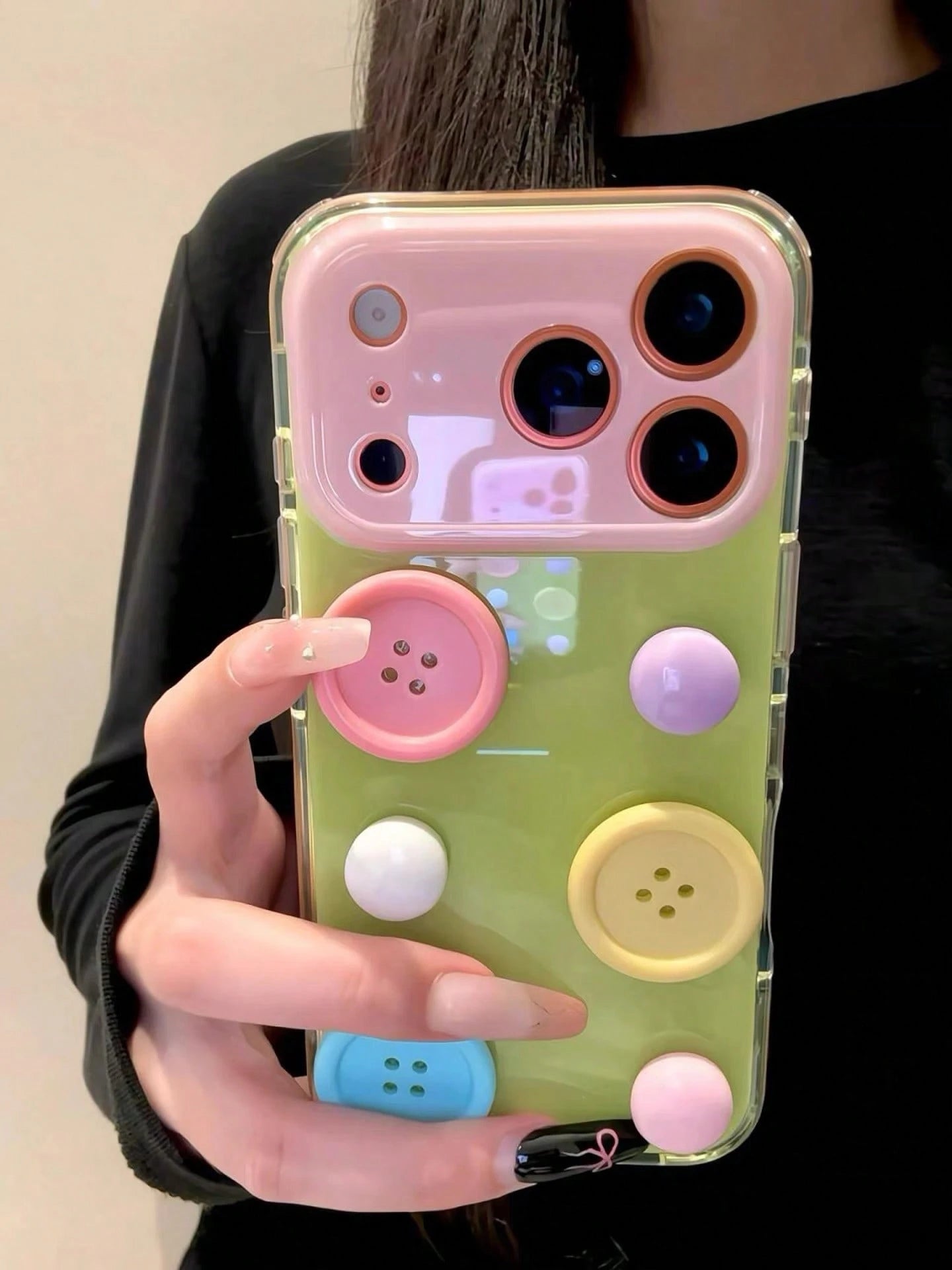 Unique 3D Colorful Button 15/17 Phone Case, Full Edge Protection Anti-Drop Cover, Personalized Case Compatible With Iphone 14 Pro Max/16 Pro Max/13