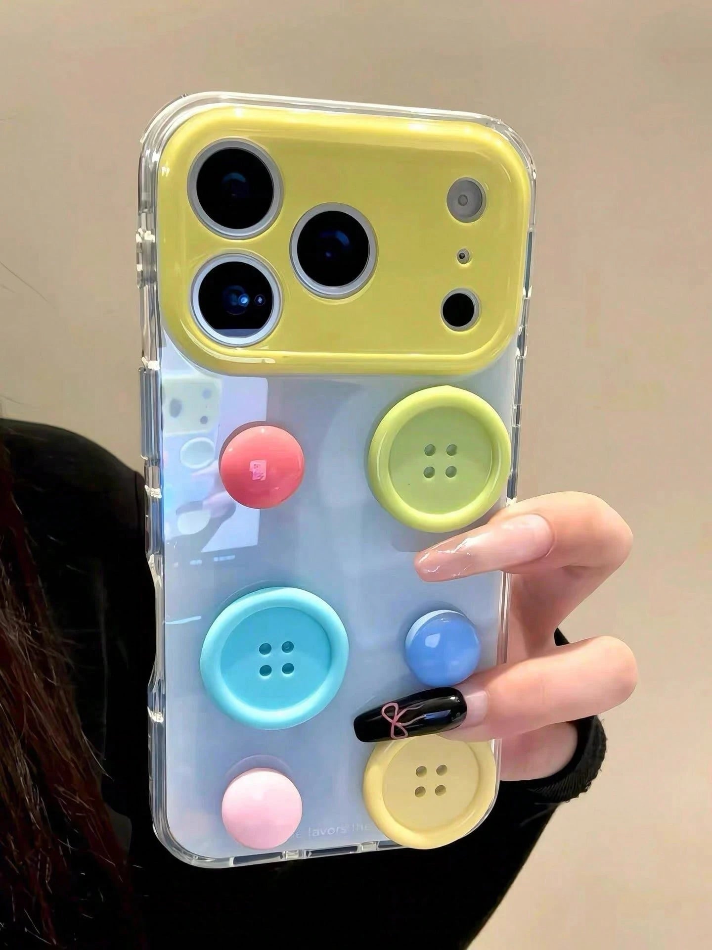 Unique 3D Colorful Button 15/17 Phone Case, Full Edge Protection Anti-Drop Cover, Personalized Case Compatible With Iphone 14 Pro Max/16 Pro Max/13