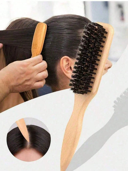 Unisex Boar Bristle Hair Brush, Fragrance-Free Professional Hairstyling Brush. Can Smooth Frizzy Hair, Shape Hairstyles, Increase Hair Volume, With A Wooden Handle For Brushing Hair, Controlling The H