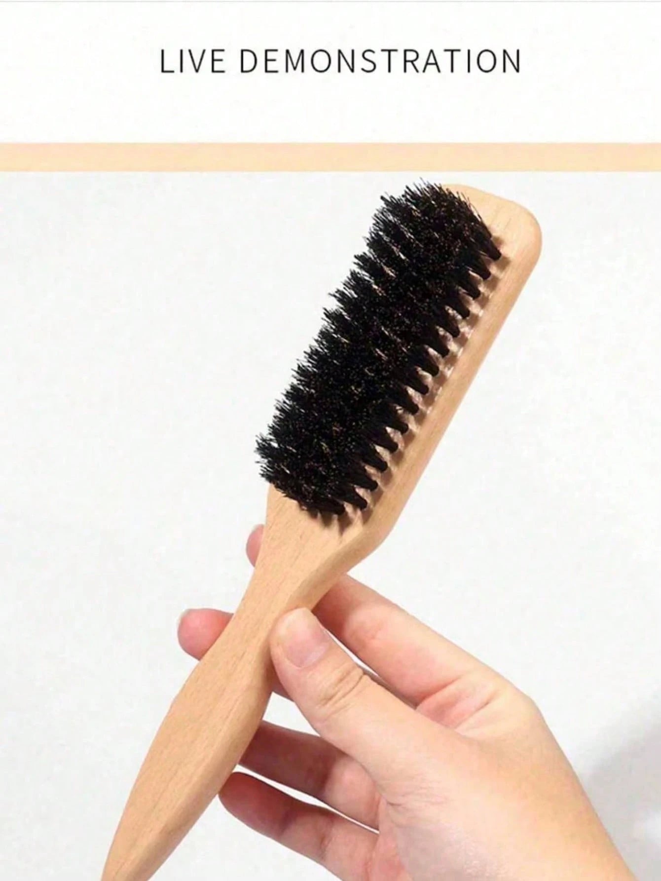 Unisex Boar Bristle Hair Brush, Fragrance-Free Professional Hairstyling Brush. Can Smooth Frizzy Hair, Shape Hairstyles, Increase Hair Volume, With A Wooden Handle For Brushing Hair, Controlling The H